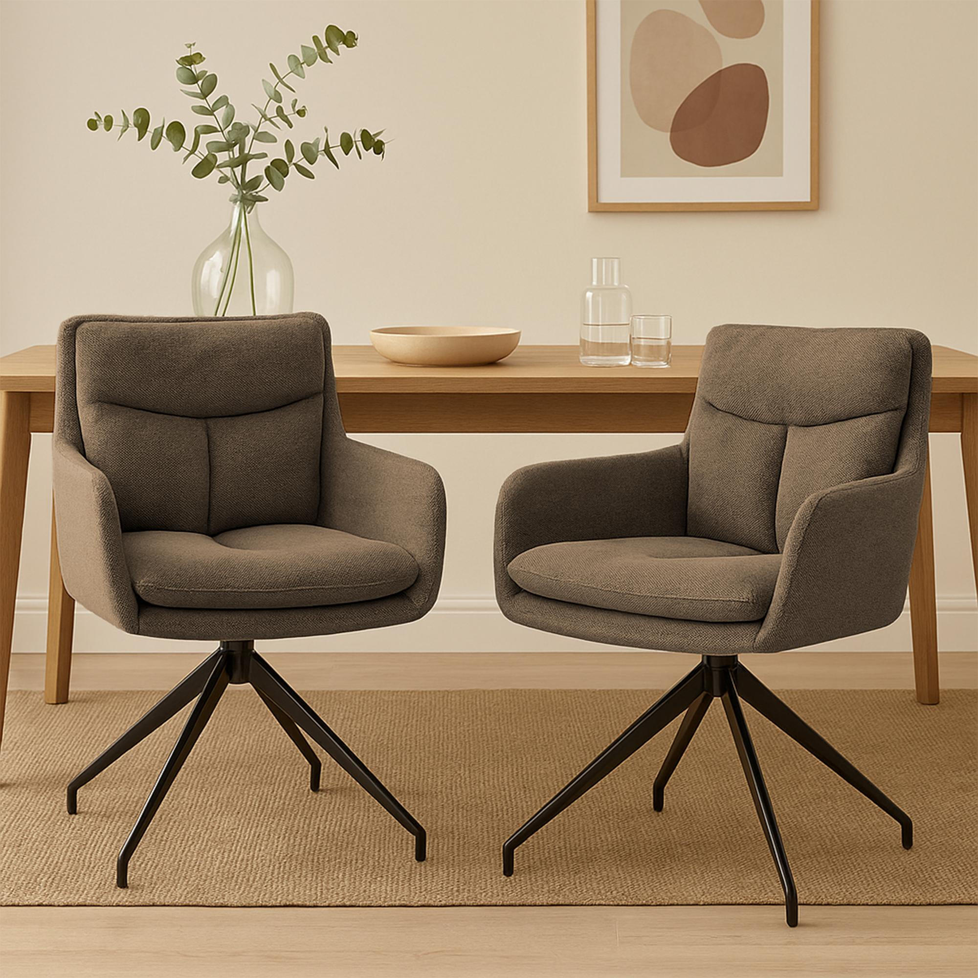 ESSZIMMERSTUHL 2er Set Stoff Braun - Braun, Textil/Metall (57/83/62cm) - CLP