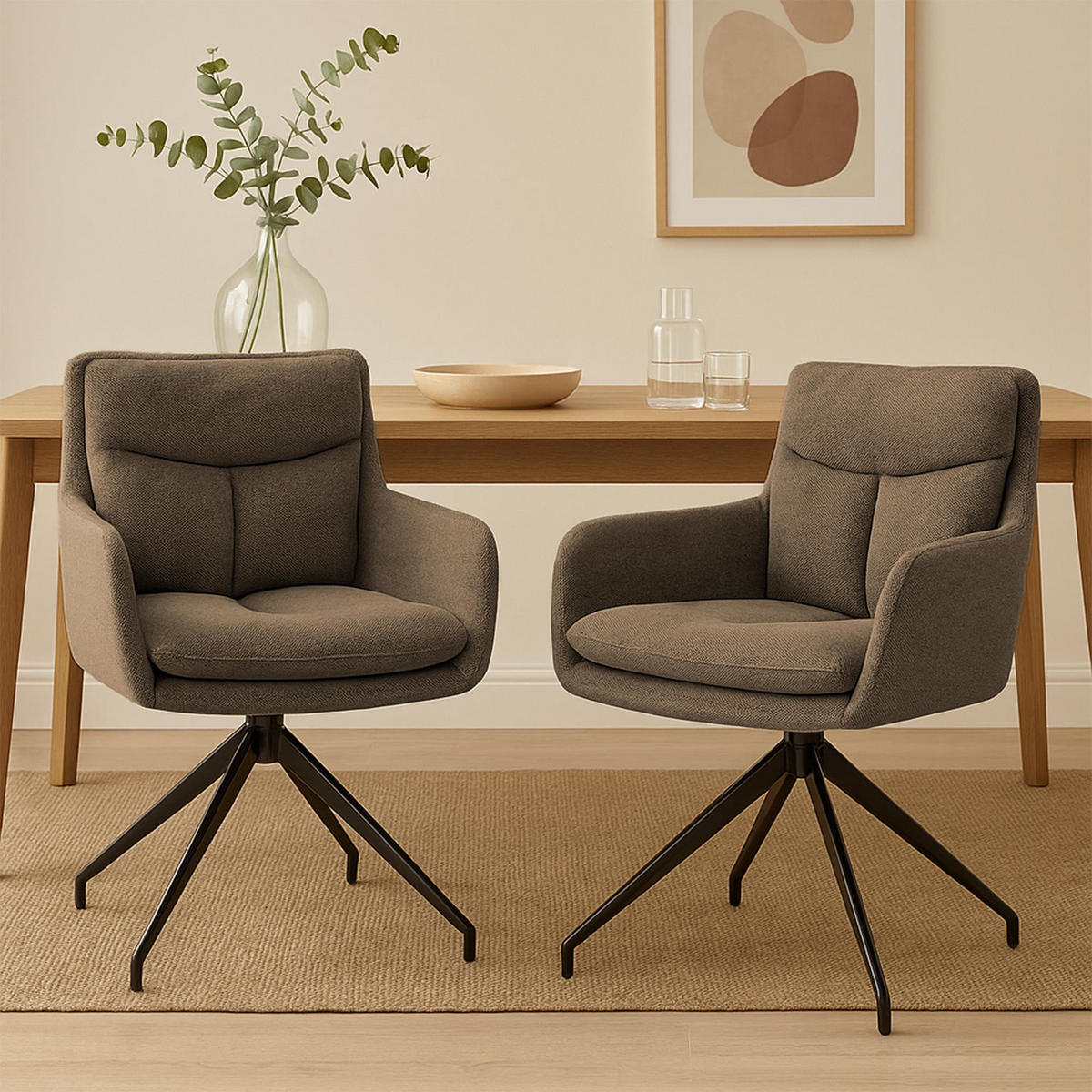 ESSZIMMERSTUHL 2er Set Stoff Braun - Braun, Textil/Metall (57/83/62cm) - CLP