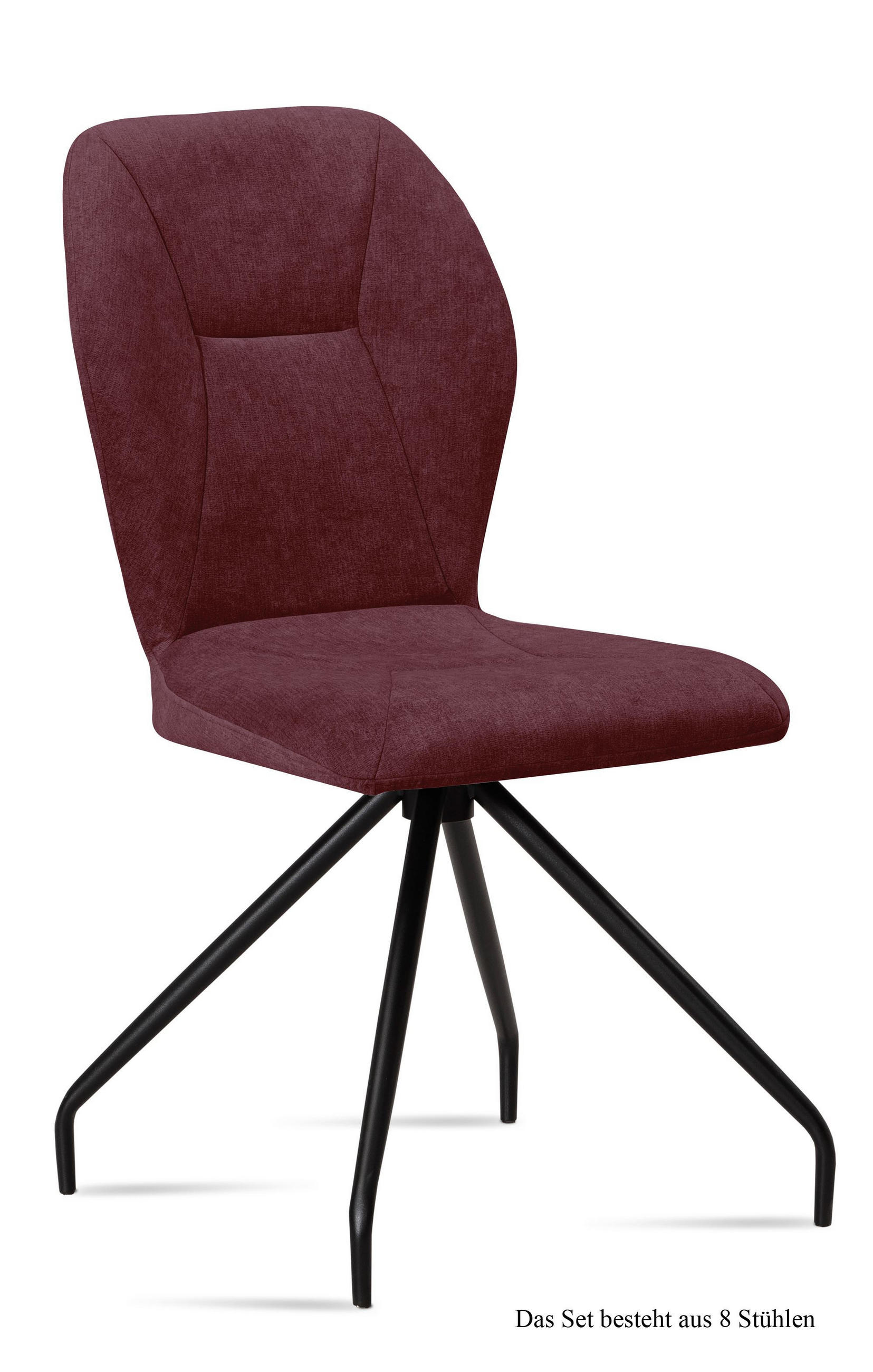 ESSZIMMERSTUHL (8er-Set) Dinnie 51x92x60 Schwarz/Marsala - Brombeere/Schwarz, Kunststoff (60/92/51cm) - 58aufmkessel