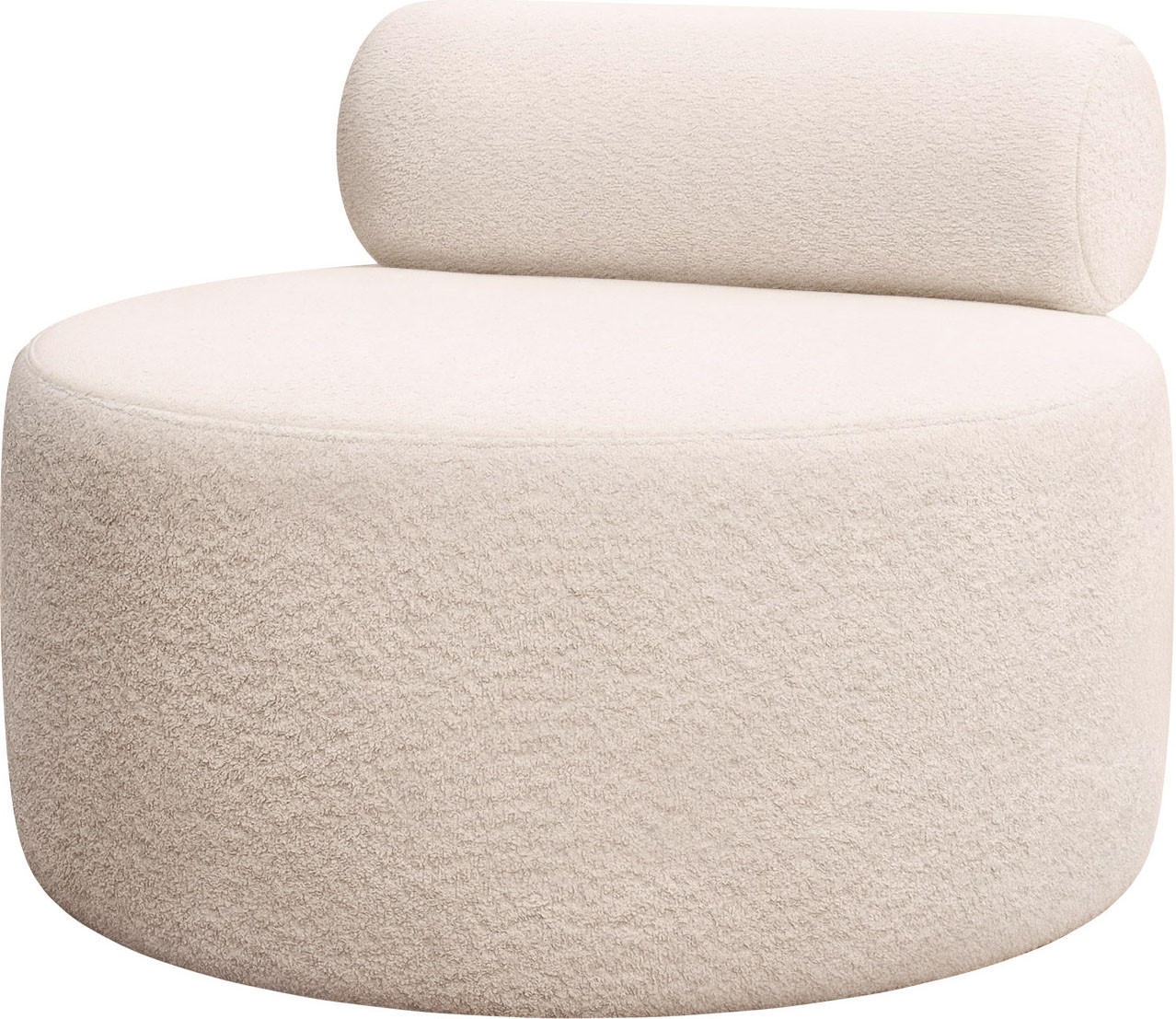 SESSEL Noelle rund, Beige Boucle 90 x 90 x 78 cm - Champagner/Schwarz, Kunststoff/Textil (90/78/90cm) - WFL GROUP
