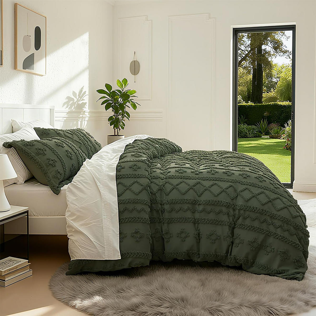 BETTBEZUG (200 x 230 cm) + zwei Kissenbezüge (51 x 76 cm) – Grün - Grün, Textil (230/200cm)
