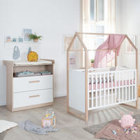 BABYMÖBEL SET Cabane 2-teilig - Eichefarben/Weiß, Holz/Holzwerkstoff (96/190/50cm) - Roba