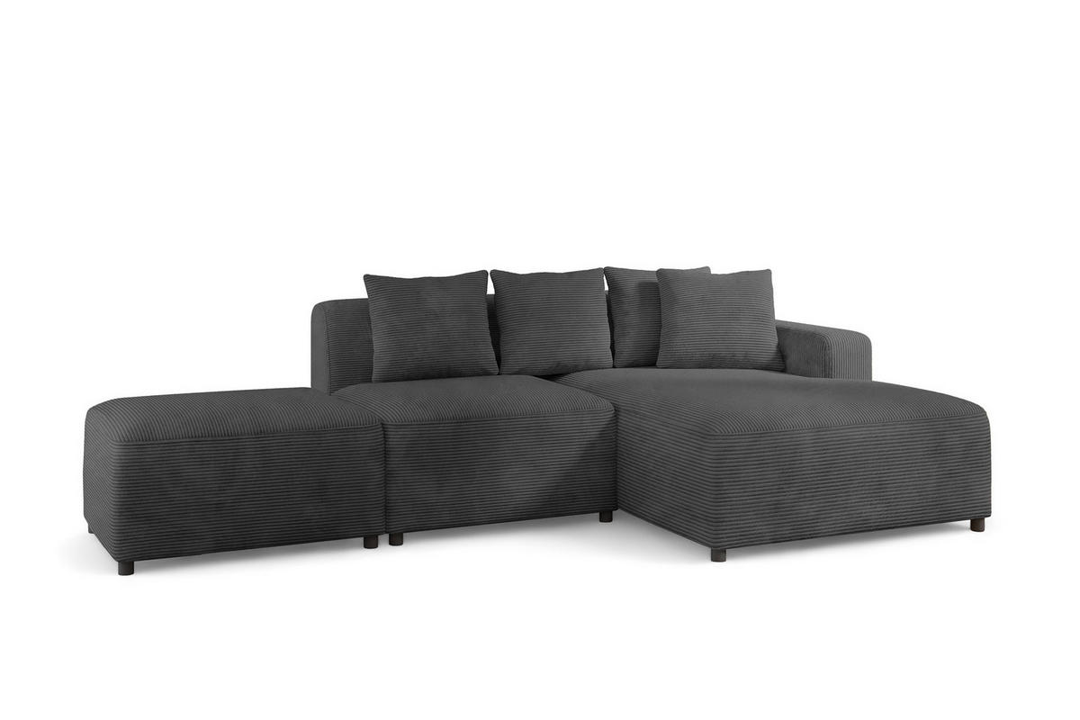 ECKSOFA Megan Xs In Poso - Dunkelgrau, Holzwerkstoff/Textil (304/165cm) - Fun Möbel