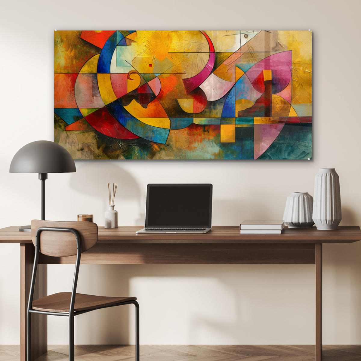 ACRYLGLASBILD Kunst - Abstrakt - Modern 120x60 cm - Gelb, Glas (120/60cm) - MuchoWow