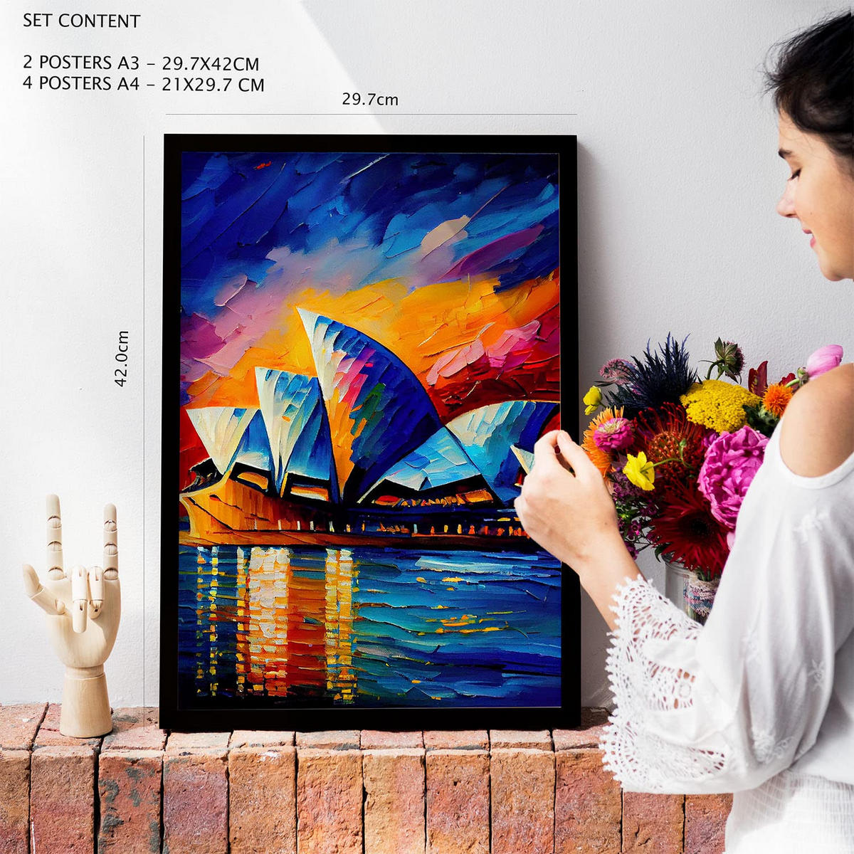 POSTER Set Mit 6 Erhöht Im Ölgemälde Stil A3 & A4 Weißer Rahmen - Weiß, Papier (29/3cm) - Nacnic