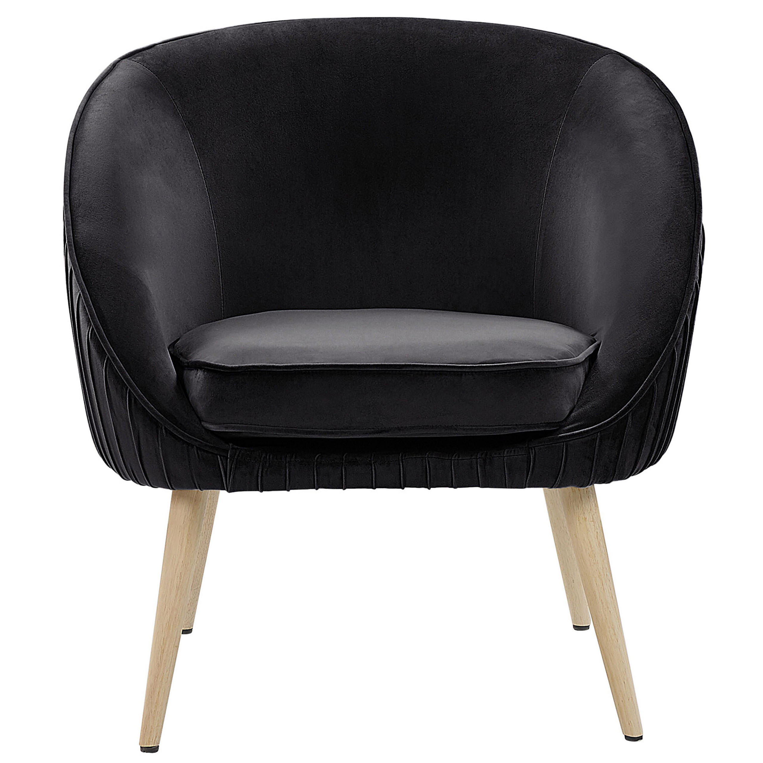SESSEL Samtstoff Schwarz Tromso - Schwarz, Holz/Textil (73/73/54cm) - Beliani