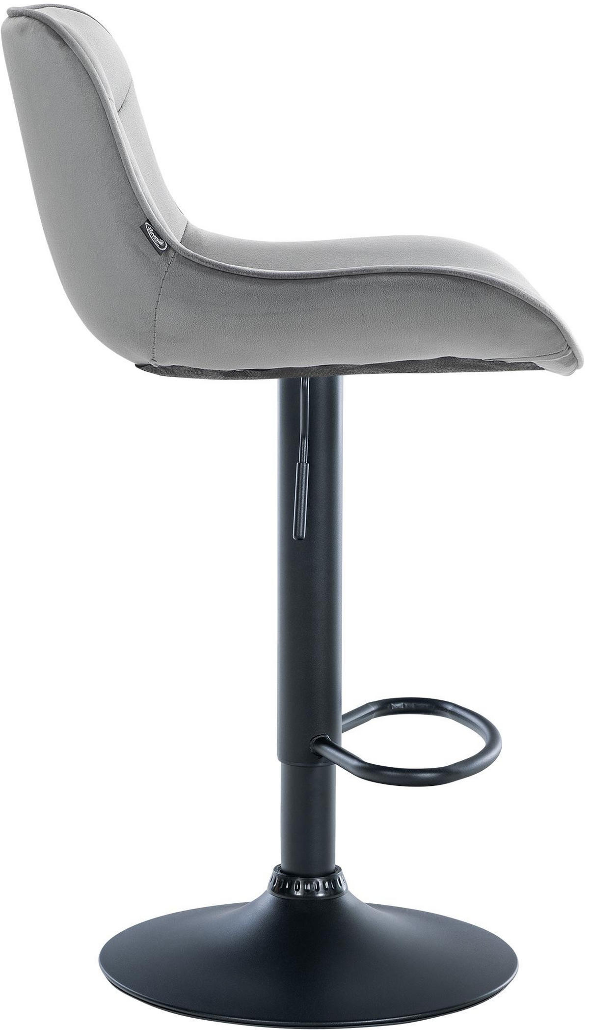 BARHOCKER Samt grau - Schwarz/Grau, Textil/Metall (49/85/51cm) - CLP