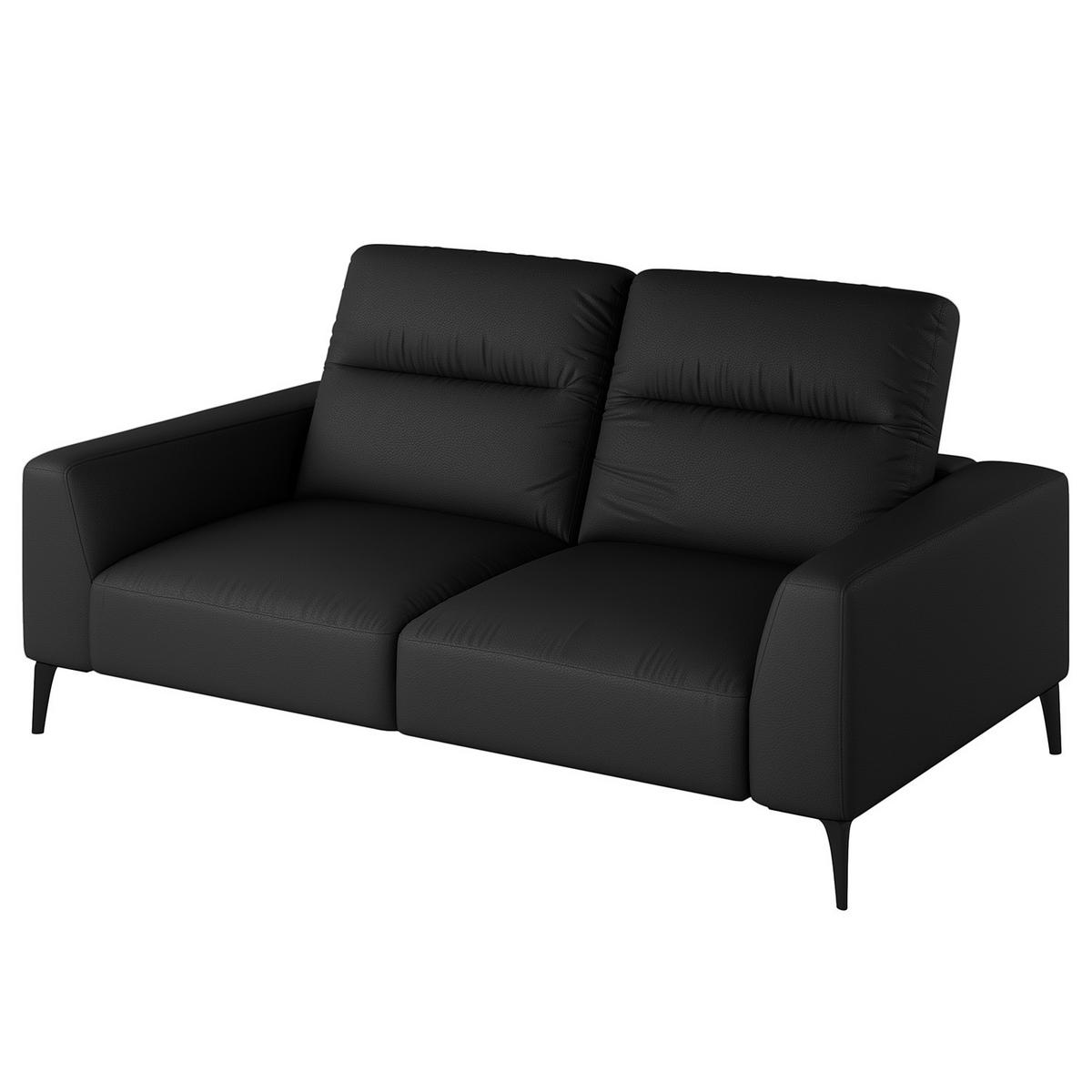 2-SITZER SOFA - Schwarz, Leder/Metall (170/73/107cm) - home24