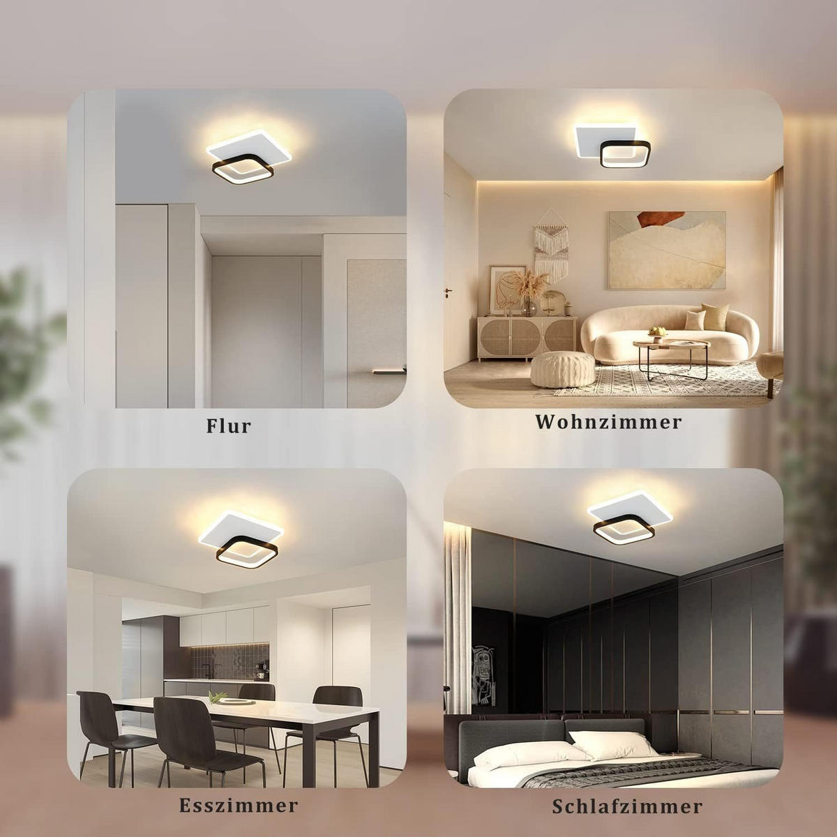 LED-DECKENLEUCHTE Archie 25/25/5 cm - Schwarz/Weiß, Metall (25/25/6cm) - Nettlife