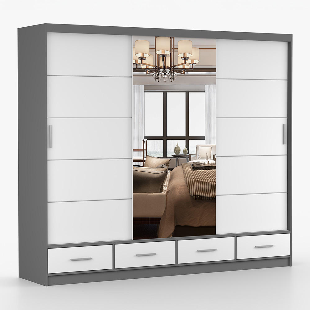 imoebel24 Kleiderschrank Weiß 250x215x64 cm