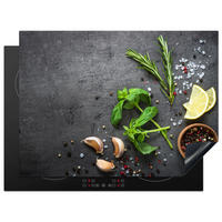 HERDABDECKPLATTE Limette - Kräuter - Gewürze - Grün - Grau - Beton 71x52 cm - Grün, Kunststoff (71/0.2/52cm) - MuchoWow
