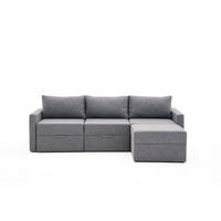 ECKSCHLAFSOFA mit Hocker - Schwarz/Grau, Holz/Kunststoff (230/180cm) - myHomelando
