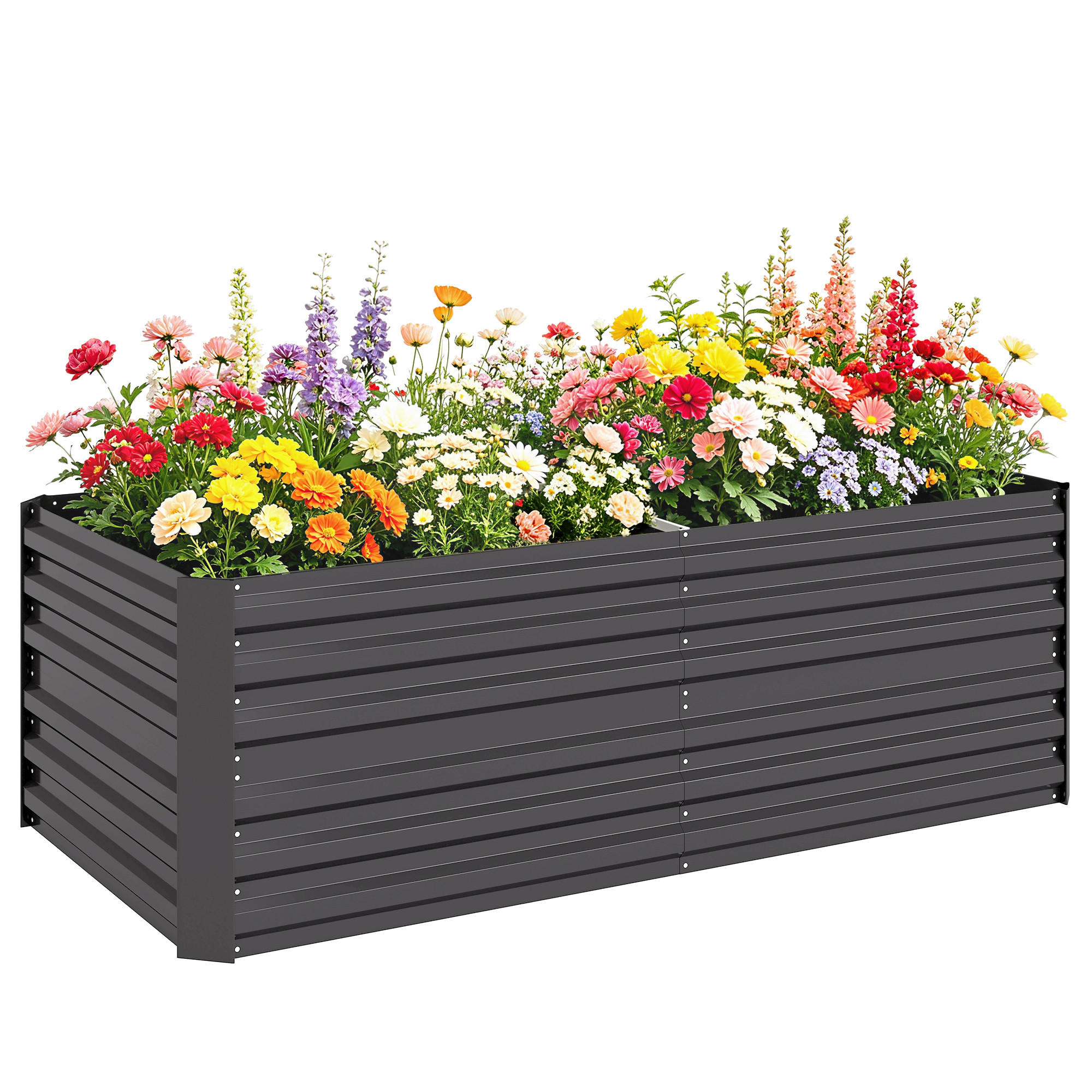 PFLANZENKÜBEL DE-05456 Hochbeet, Stahl Dunkelgrau - Dunkelgrau, Metall (180/59/90cm) - ComfortXL