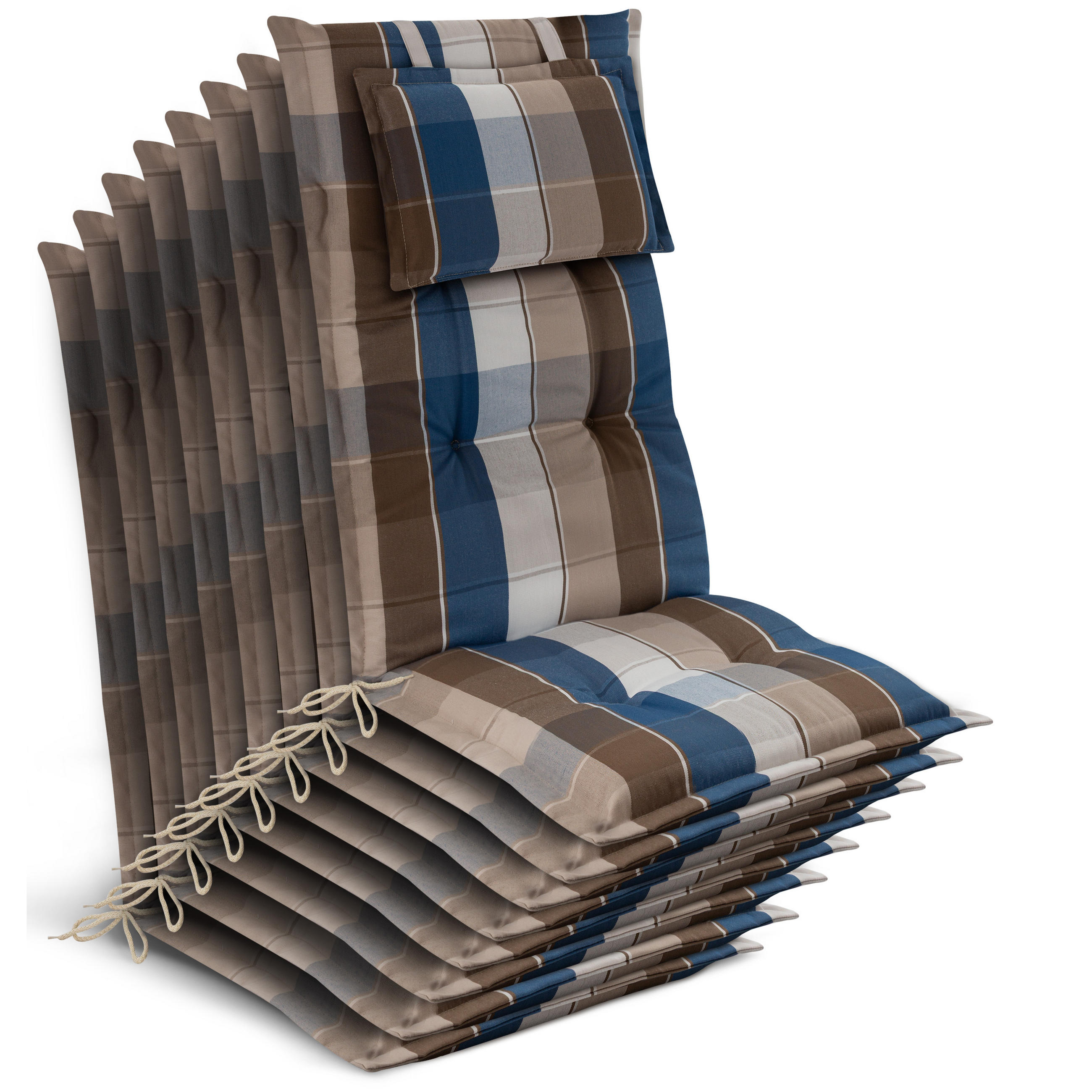 HOCHLEHNER Highlux HL 120x52x7cm Braun-Blau-Kariert (8tlg) - Braun, Textil (52/120cm) - Beautissu 