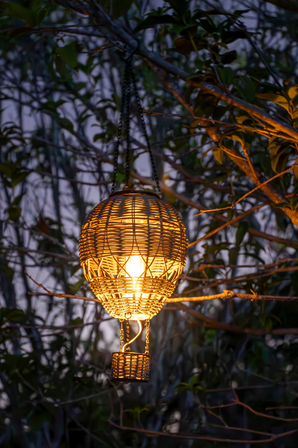 LED-SOLAR-LATERNE - Heißluftballon-Design mit Aufhängung für Garten und Balkon, grau, klein - Grau, Kunststoff (14/14/48cm) - Northpoint