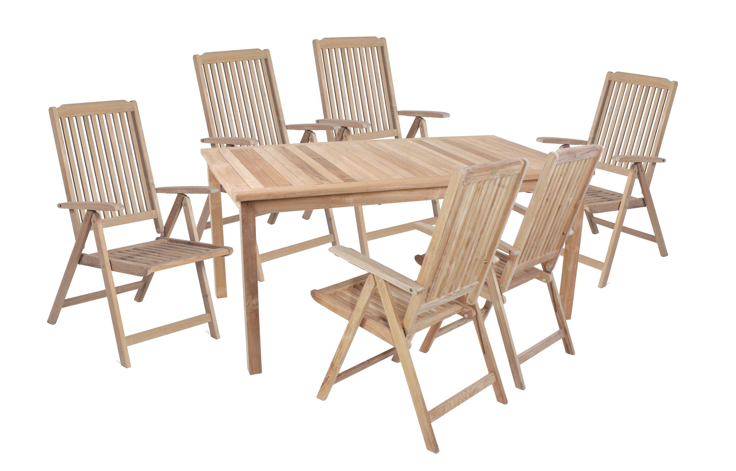 GARTEN-SITZGRUPPE Maike 7-teilig Gartenmöbel-Set - Teakfarben, Holz - DELUKE