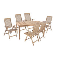 GARTEN-SITZGRUPPE Maike 7-teilig Gartenmöbel-Set - Teakfarben, Holz - DELUKE