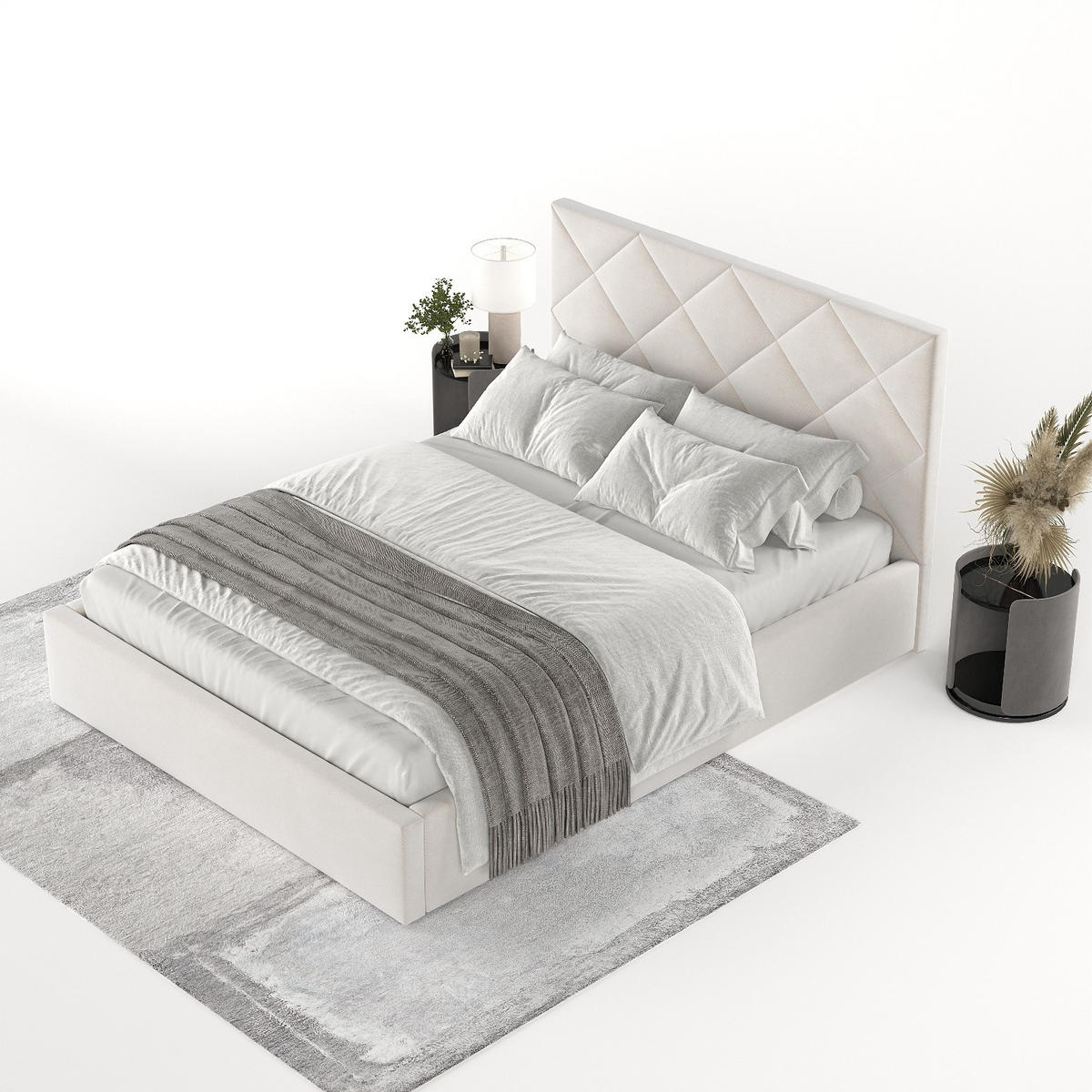 POLSTERBETT Torno 140/200 cm Creme im Paros Stoff - Creme/Schwarz, Holz/Holzwerkstoff (140/200cm) - AltaBeds