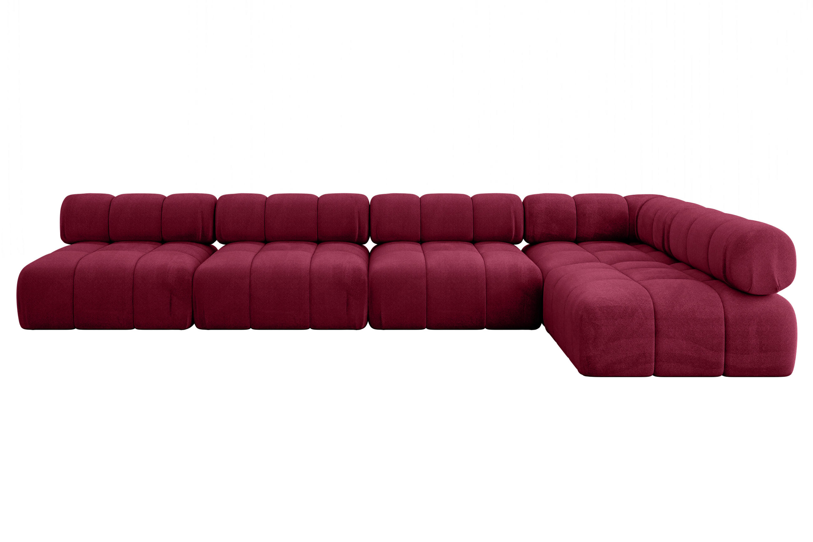ECKSOFA modulares Sofa Samaro-L3 - 380x190x70 cm Bordeauxrot Velours - Bordeaux, Holzwerkstoff/Textil (380/190cm) - ALTDECOR