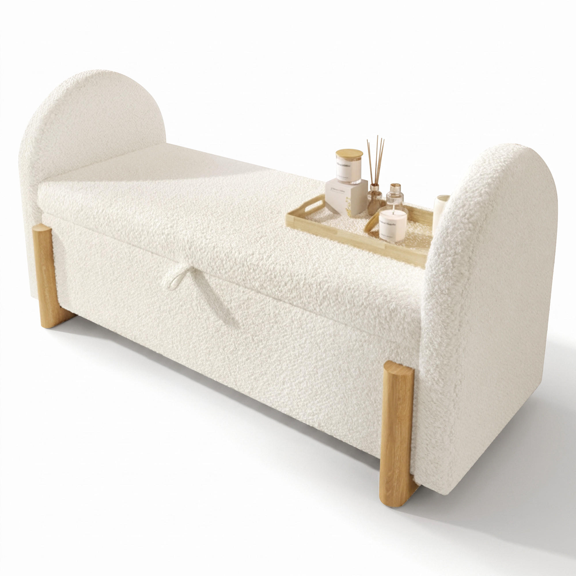 BETTBANK 106x47x61 cm Weiß mit Stauraum - Weiß, Holz (106/61/47cm) - FLIEKS