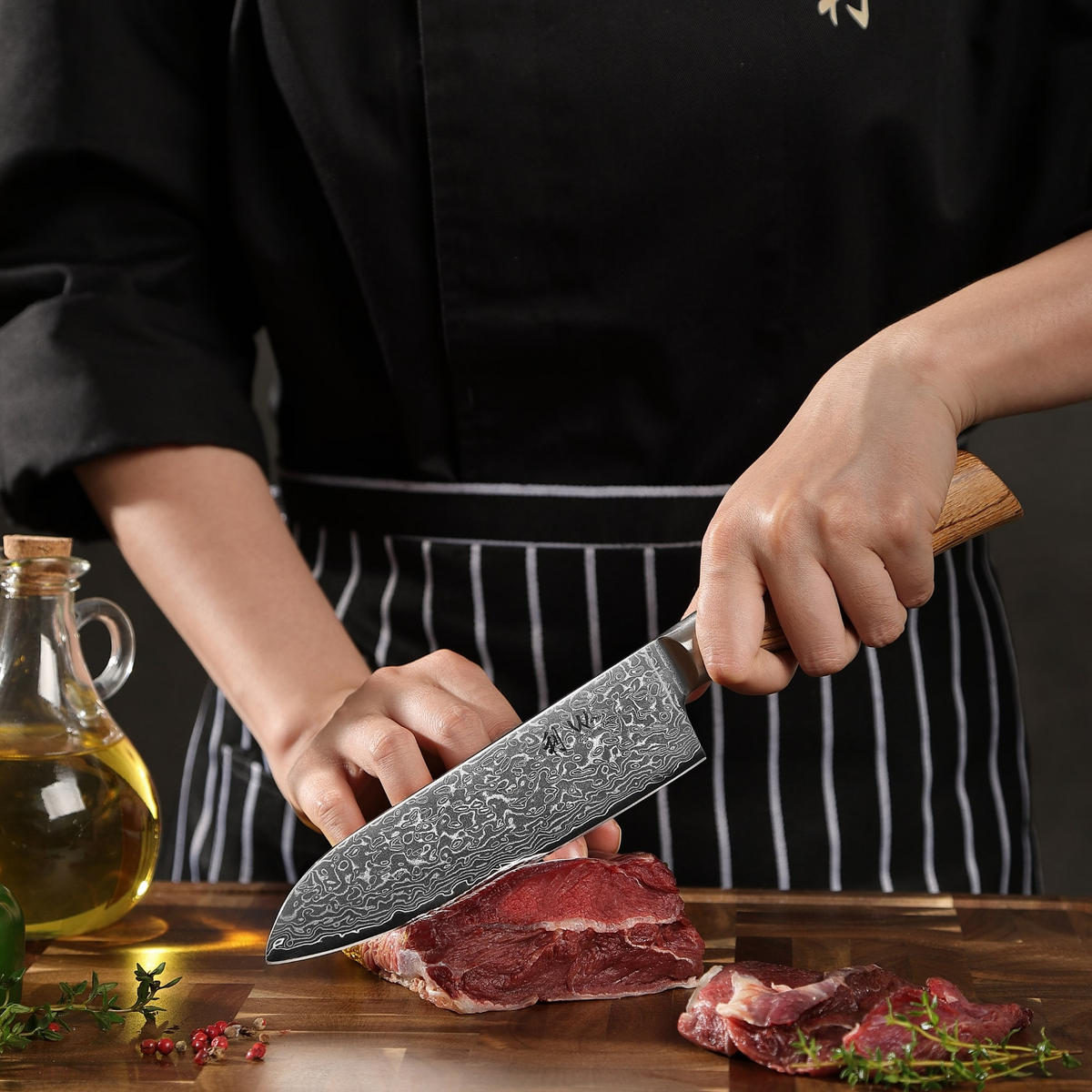 MESSERSET 6-TEILIG 8–20 cm - Braun, Holz/Metall - Wakoli