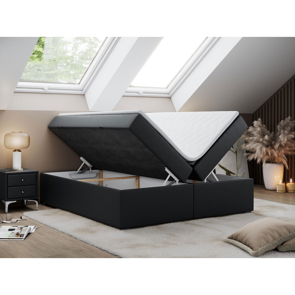 Thumbnail - MKS Boxbett, Schwarz, Textil, 2-Sitzer, H4, Rechteckig, 200x200 cm, Schlafzimmer, Betten, Boxspringbetten