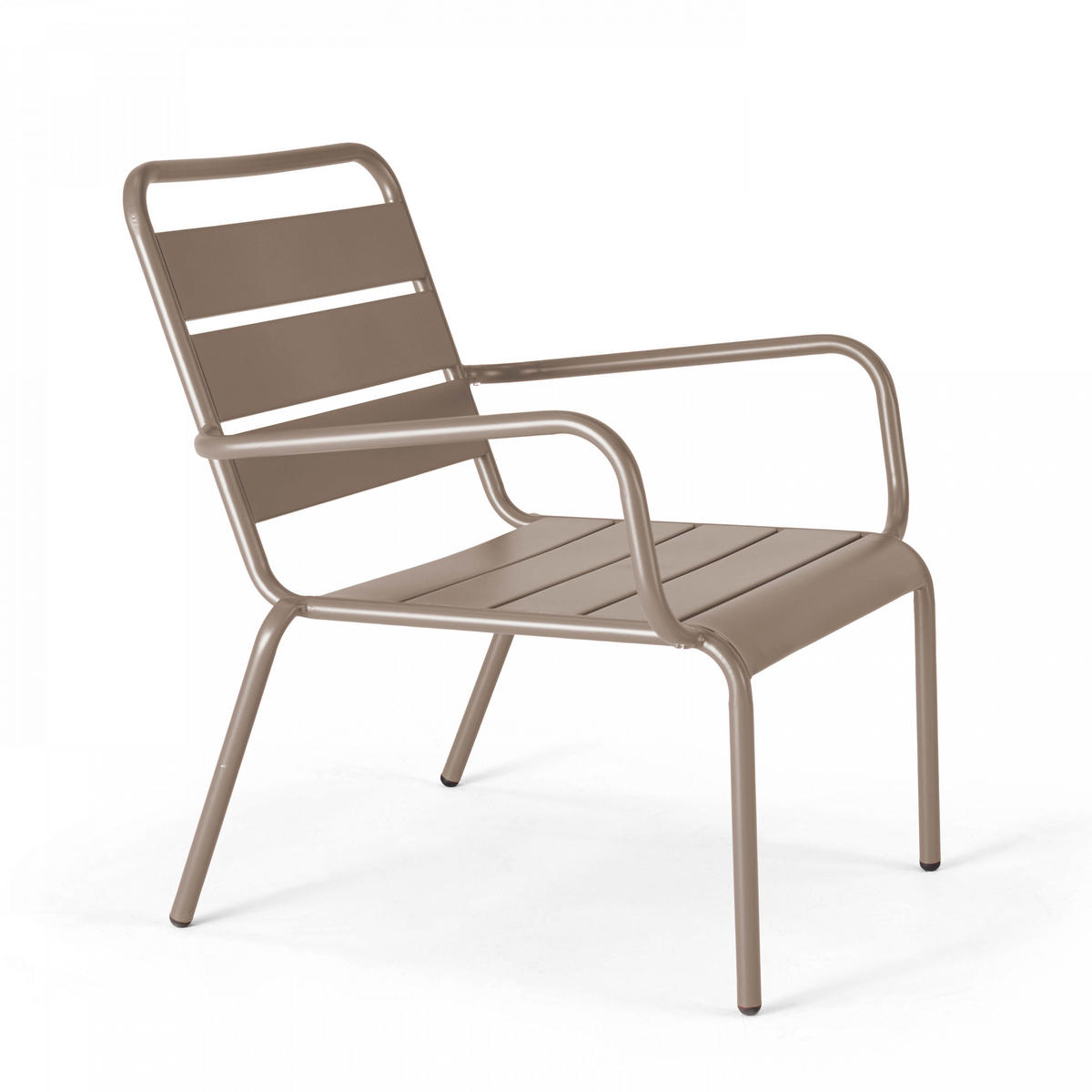 RELAXSESSEL MIT HOCKER 2-tlg., Taupe - Taupe, Metall (64/72/60cm) - Oviala