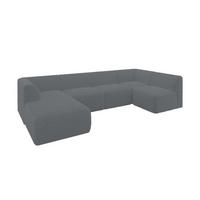 WOHNLANDSCHAFT Ottomane Links MOVO-L 345x180x78 cm Dunkelgrau Cord - Alufarben, Holzwerkstoff/Kunststoff (345/78/180cm) - ALTDECOR