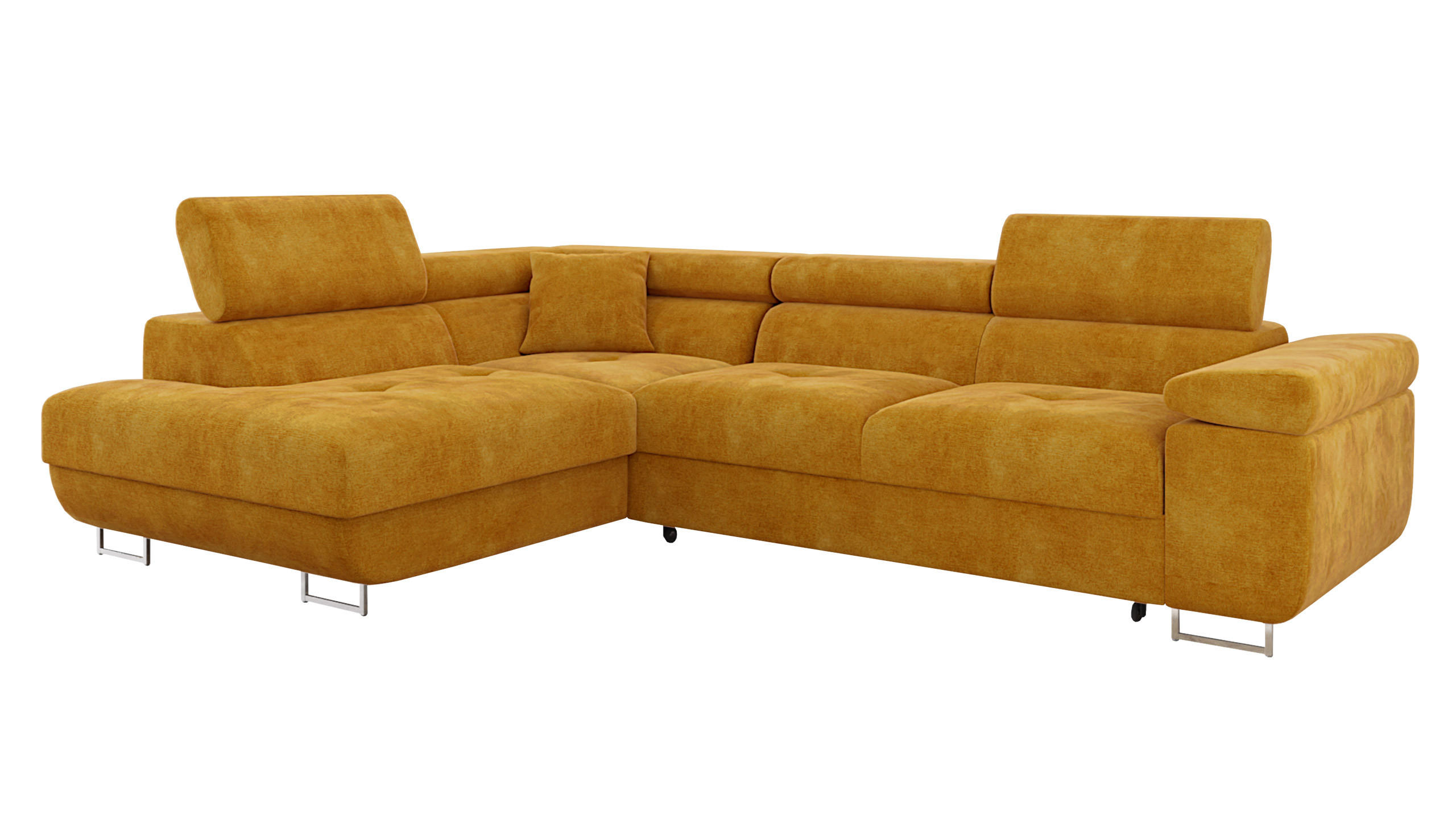 ECKSOFA Torezio, Seite: Links - Currygelb, Holz/Textil (274/203cm) - MIRJAN24