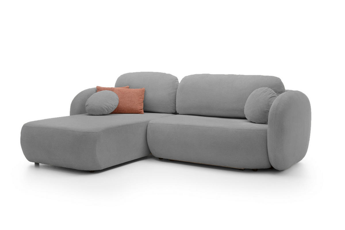 ECKSOFA OLIO L-Form Schlaffunktion mit Bettkasten, lose Rückenkissen, freistehend, LINKS 174x248 cm Dark grey - Dunkelgrau, Holz/Textil (174/248cm) - DomoHome
