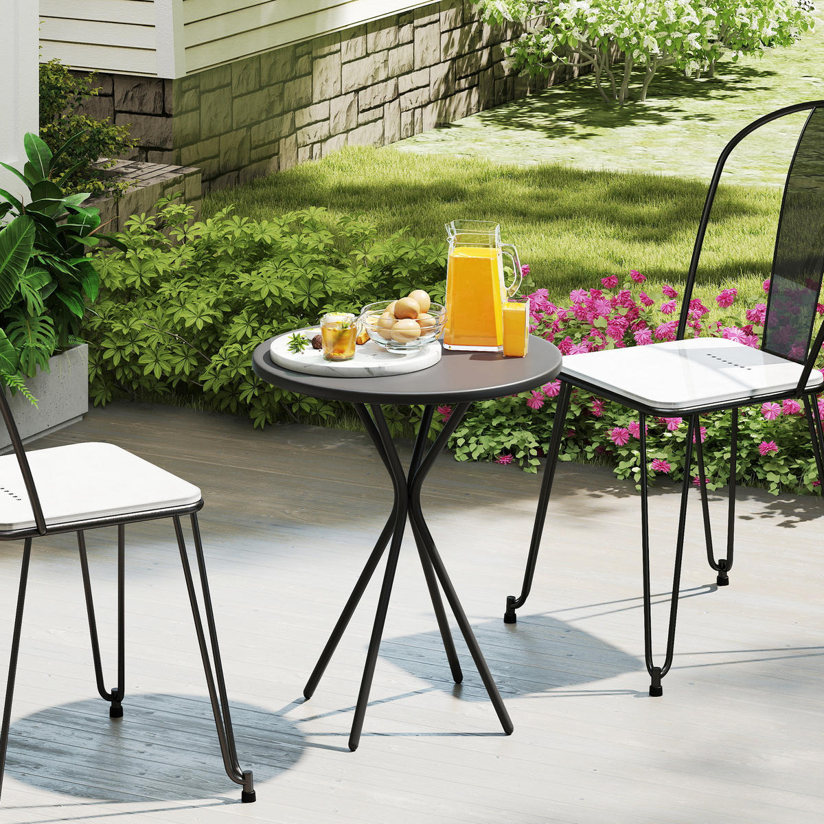 GARTENTISCH DE-14134 Ø60 cm Schwarz - Schwarz, Metall (60/60/70cm) - ComfortXL