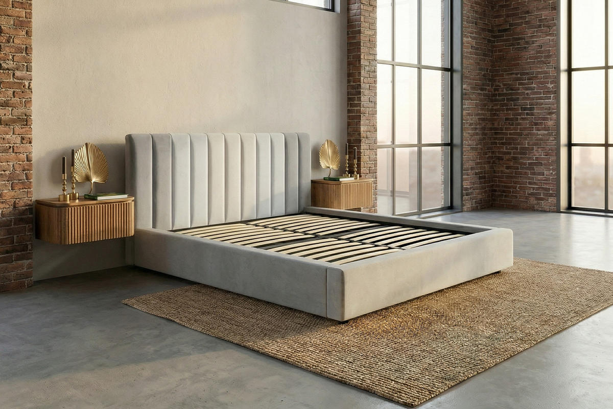 POLSTERBETT CATTURA Grau Velvet - Grau, Textil (200/200cm) - KAWOLA