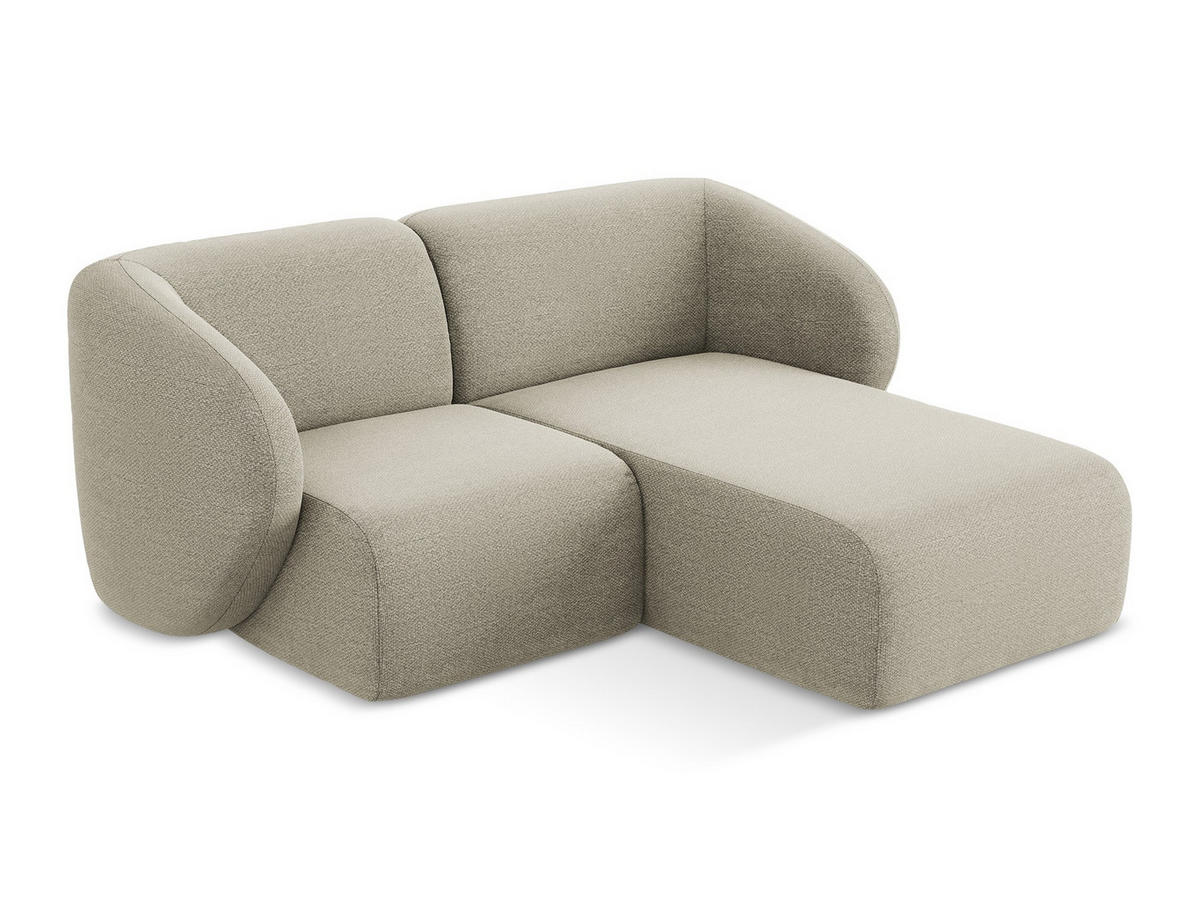 ECKSOFA Rechts Bouclé Stoff Grau - Taupe/Schwarz, Holzwerkstoff/Kunststoff (178/166cm) - Makamii