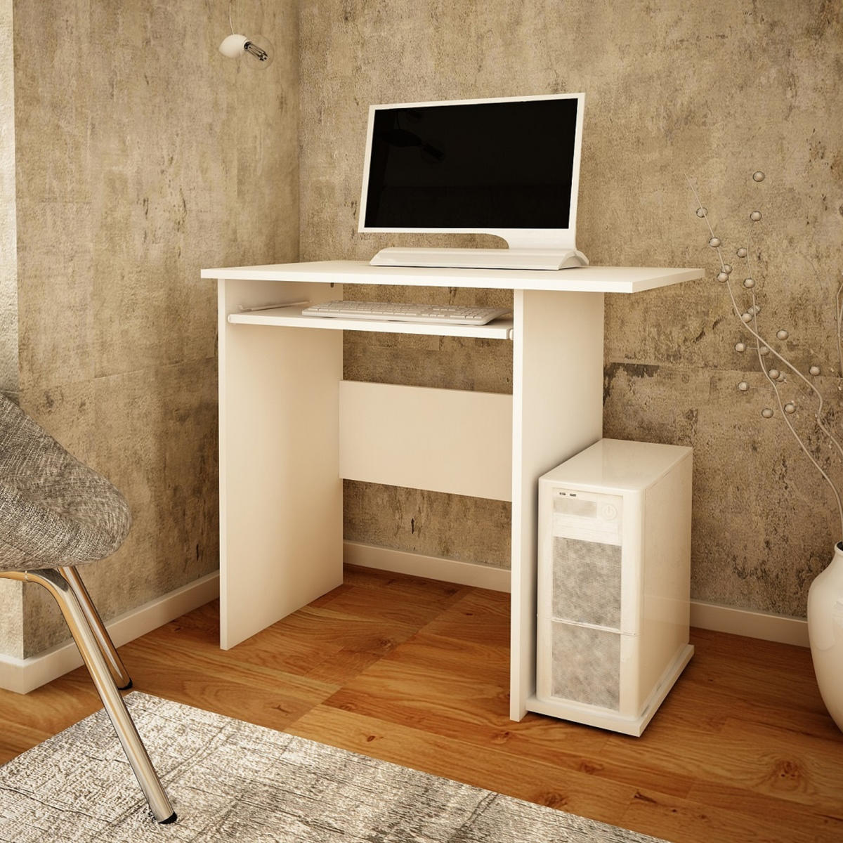 COMPUTERTISCH mit Regalen in Weiß - Weiß, Holzwerkstoff (80/50/74cm) - Home Collective