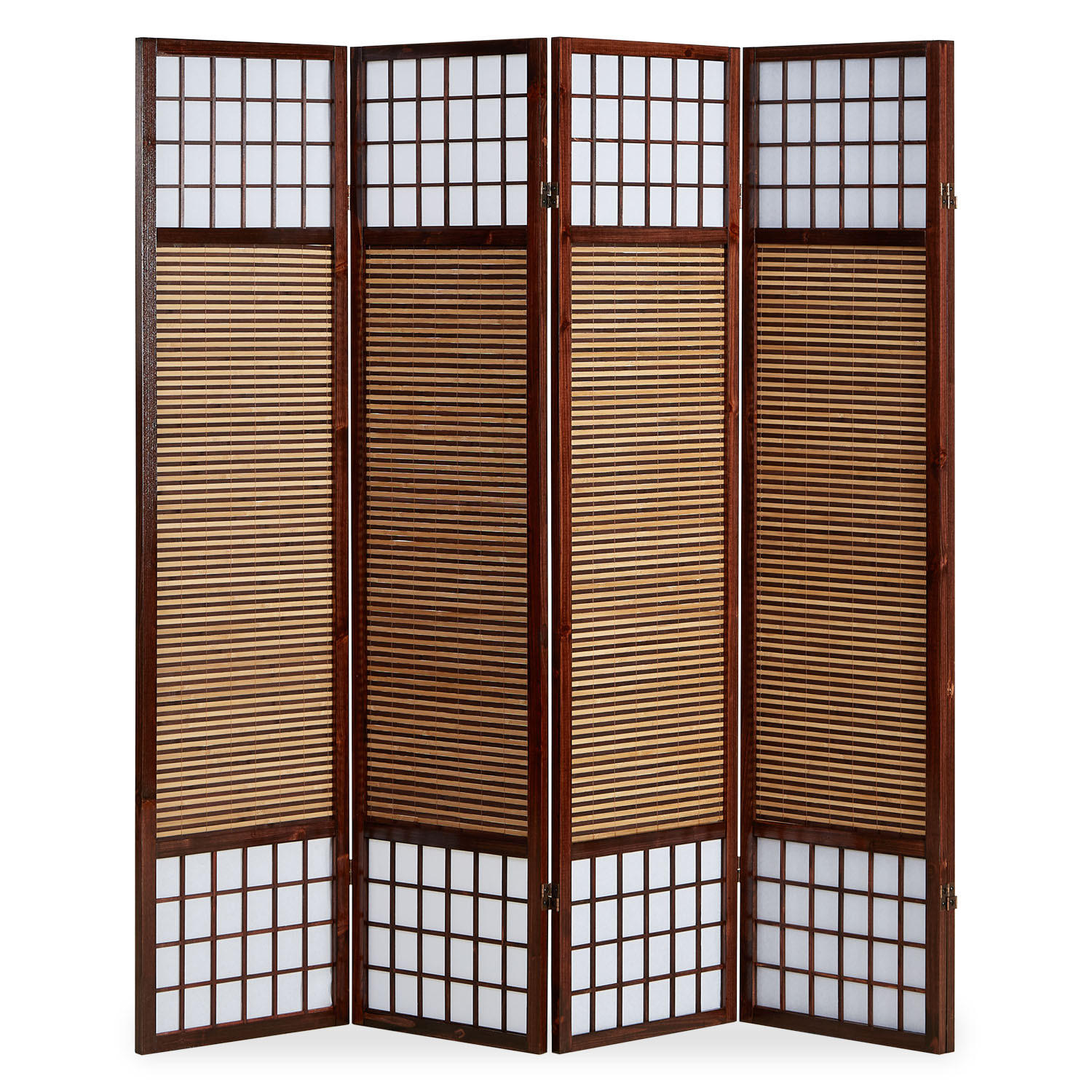 PARAVENT 4-tlg. 176/175 cm Braun Bambuslamellen - Braun, Holz (176/175/2cm) - Homestyle4u
