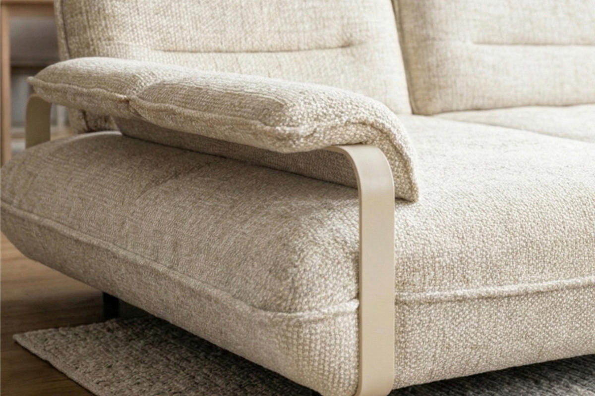 ECKSOFA ANISSA Cremeweiß Flachgewebe - Creme/Schwarz, Kunststoff/Textil (297/185cm) - KAWOLA