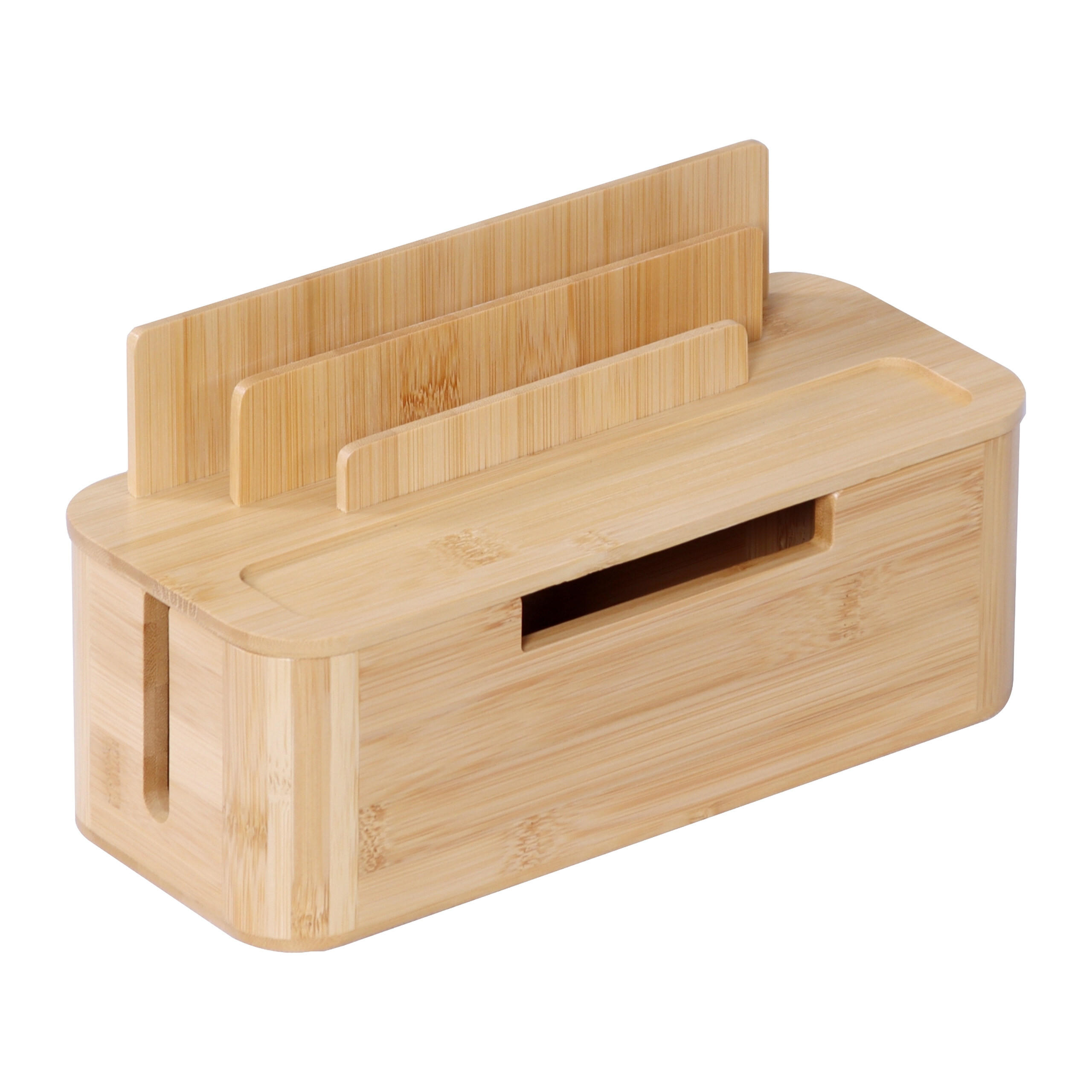 KABELBOX - Hellbraun, Holz/Kunststoff (13/30/16cm) - Relaxdays