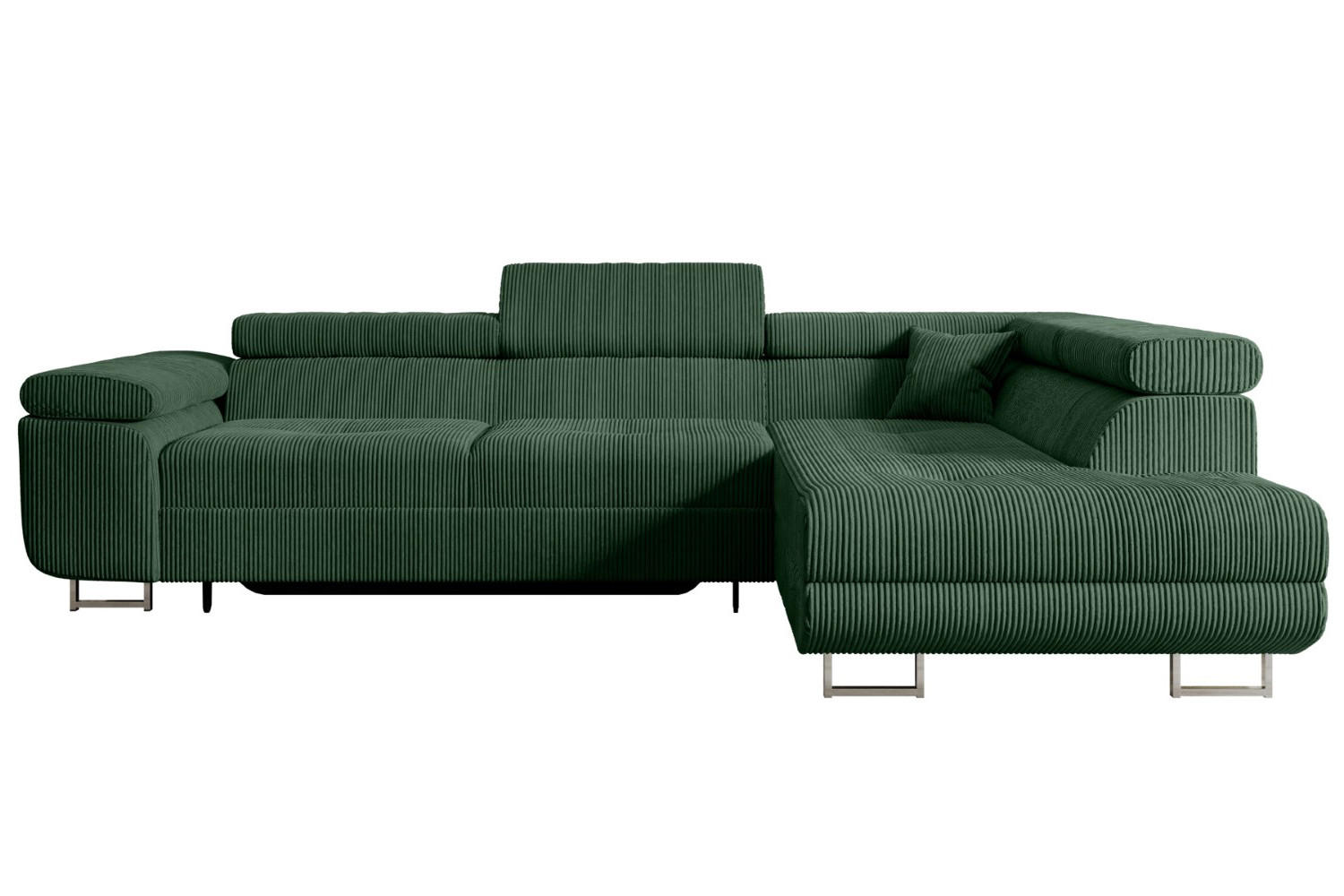 ECKSOFA mit Schlaffunktion und Bettkasten GUSA-L 272x202x107 cm Grün Cord - Silberfarben/Grün, Holzwerkstoff/Textil (272/202cm) - ALTDECOR