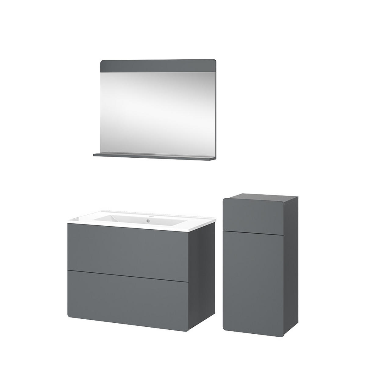 BADMÖBEL-SET Izan Grau 4 Teile mit Midischrank - Grau, Holzwerkstoff (80/59.3/46cm) - Vicco