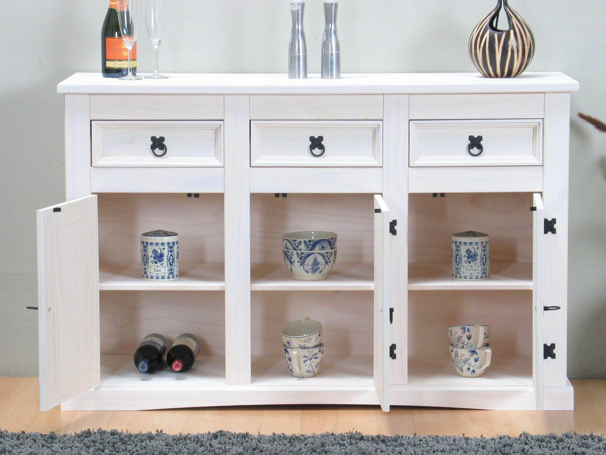 SIDEBOARD weiß - Weiß, Holz/Textil (132/84/44cm) - ebuy24