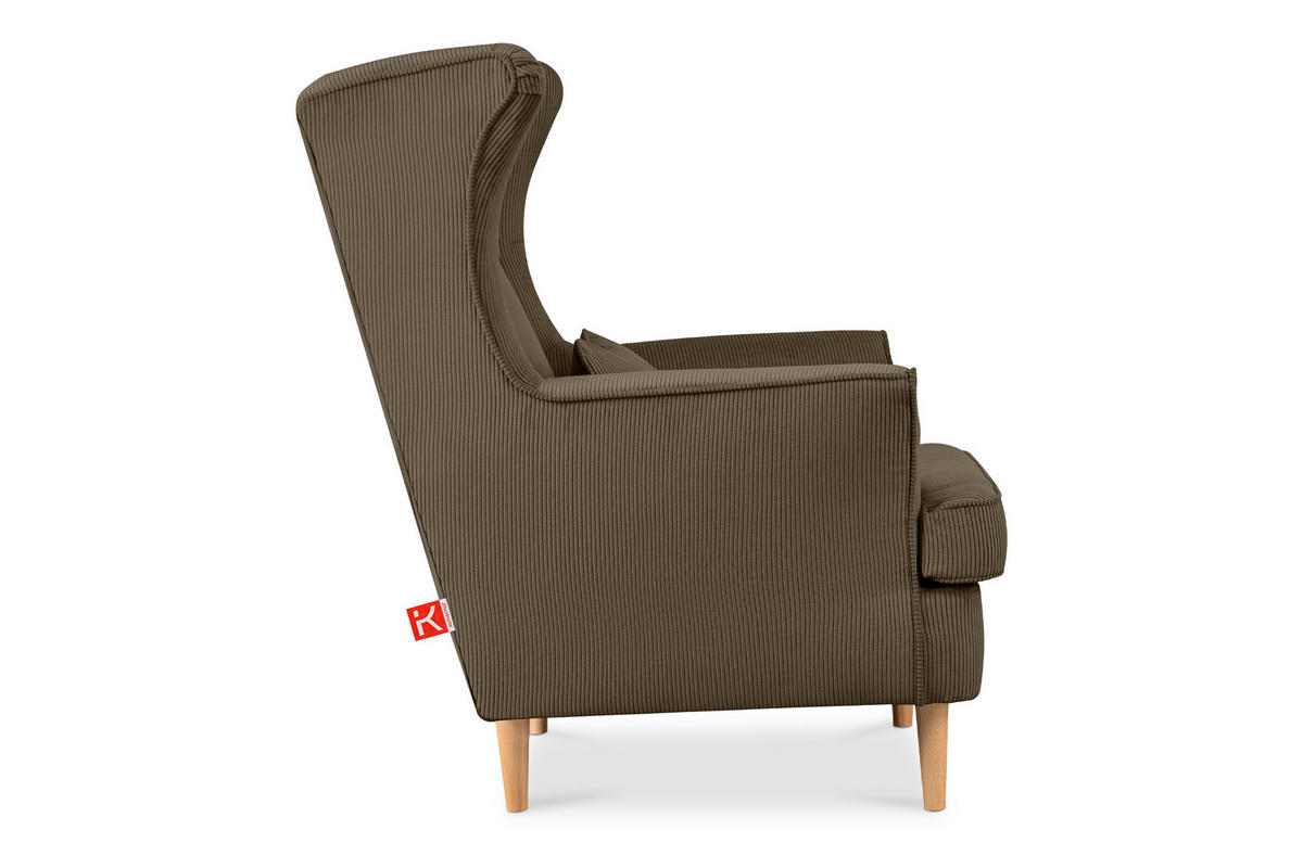 OHRENSESSEL STRALIS inklusive dekorativem Kissen, braun - Graubraun, Textil (82/108/80cm) - KONSIMO®