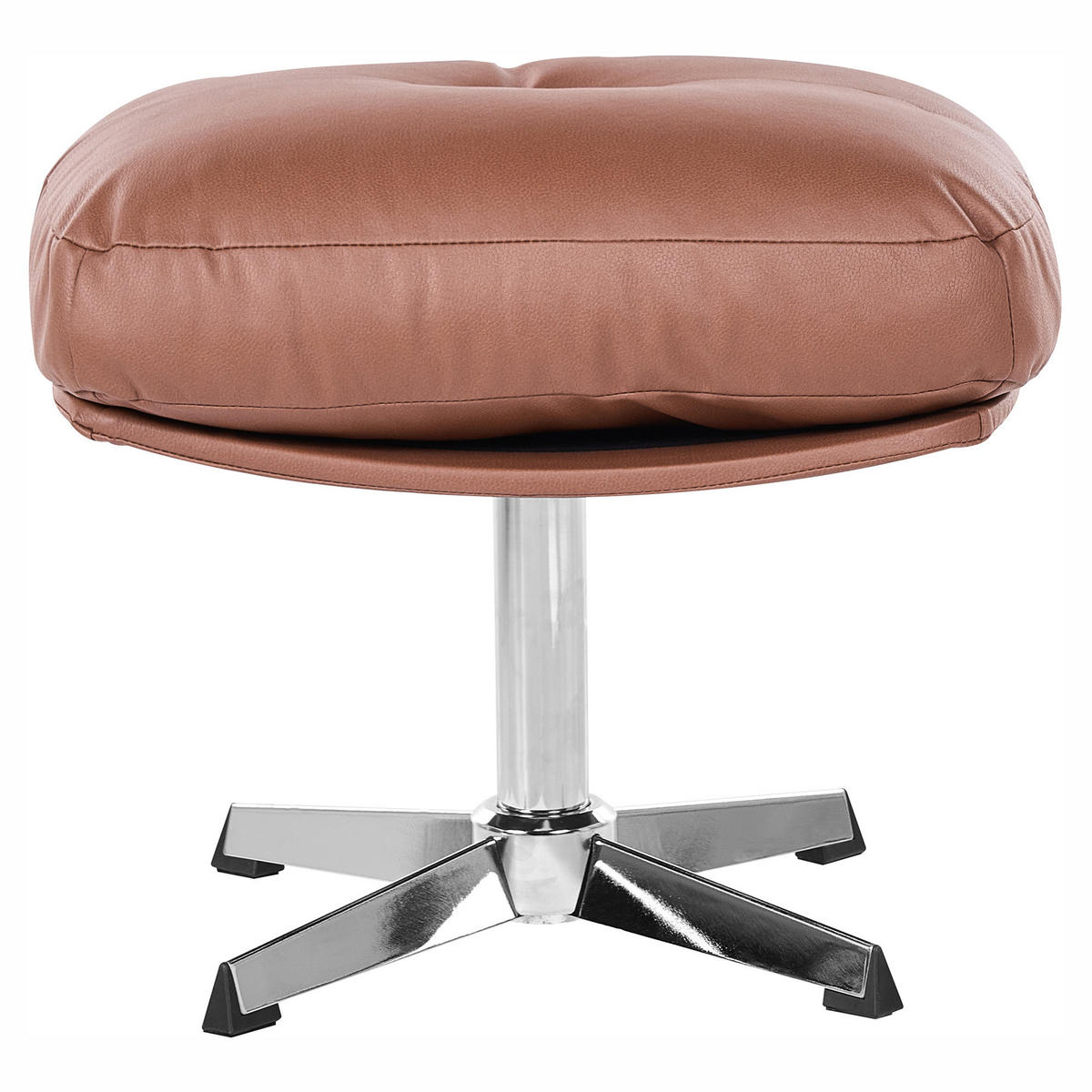 DREHSESSEL mit Fußstütze Stoff Braun Loimaa - Silberfarben/Braun, Textil/Metall (62/77/75cm) - Beliani