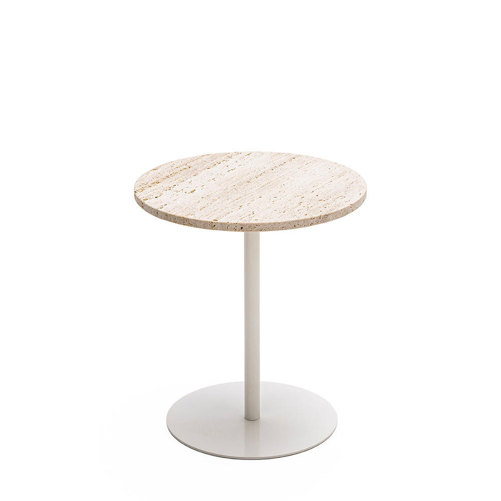 BEISTELLTISCH aus Metall und Travertin ø40cm - Rito - Beige - Beige, Stein (40/40/45cm) - Drawer