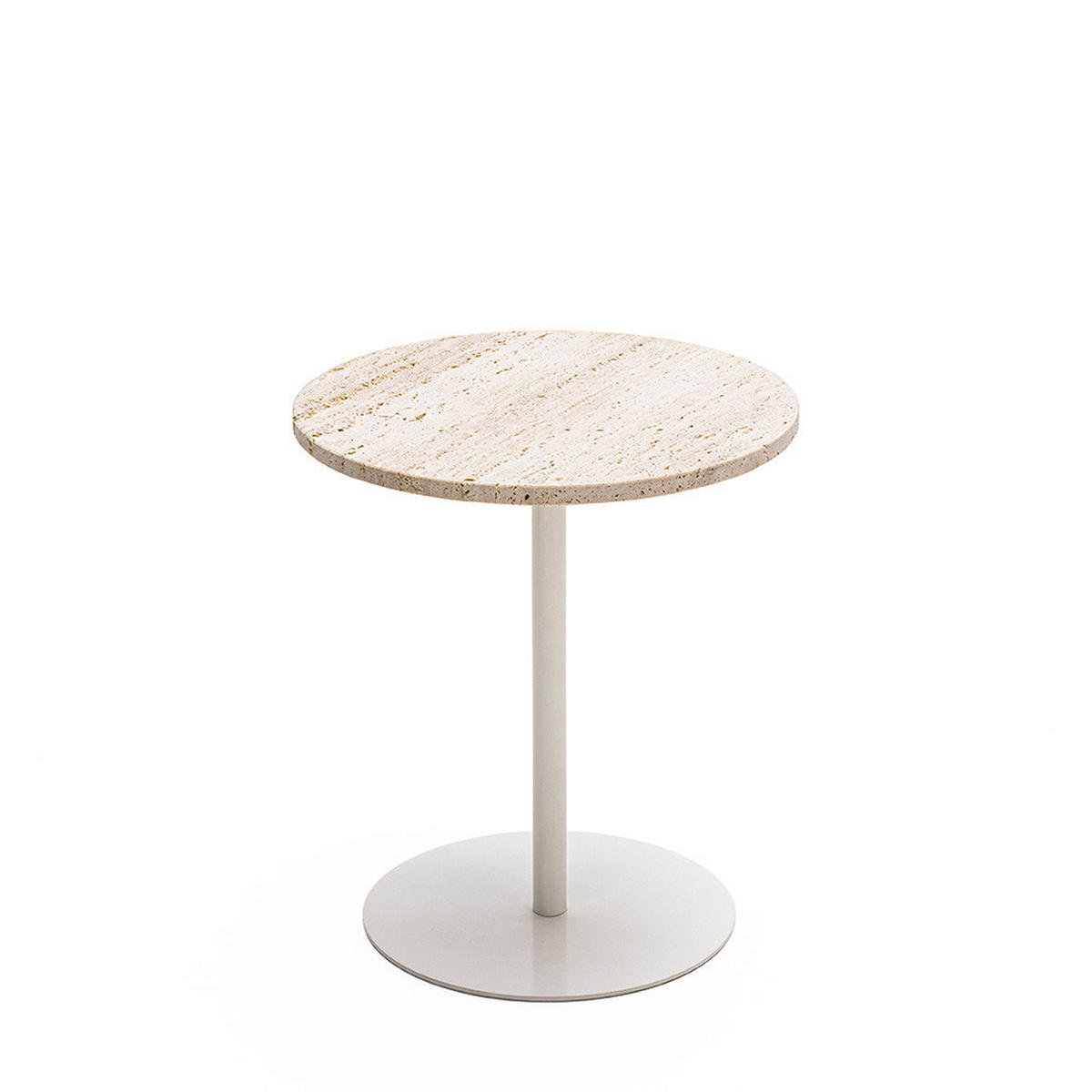 BEISTELLTISCH - Beistelltisch aus Metall und Travertin ø40cm - Beige - Beige, Stein (40/40/45cm) - Drawer