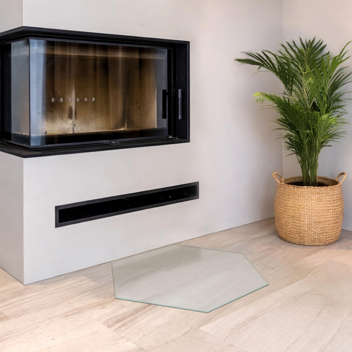 SKLENĚNÁ PODLOŽKA pod kamna h40 cm – mléčné sklo - průhledná, sklo (40/40/0.4cm) - TULUP