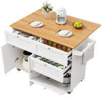 KÜCHENINSEL MULTIFUNKTIONALER SERVIERWAGEN auf Rollen, MDF Metall, Weiß-Holzmaserung, 133/70/88 cm - Weiß, Kunststoff (45.47/23.5/89cm) - Rolipo