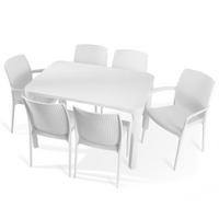 GARTENMÖBEL-SET LEOPSI, RANTU 7-tlg, Weiß - Weiß, Kunststoff - KONSIMO®