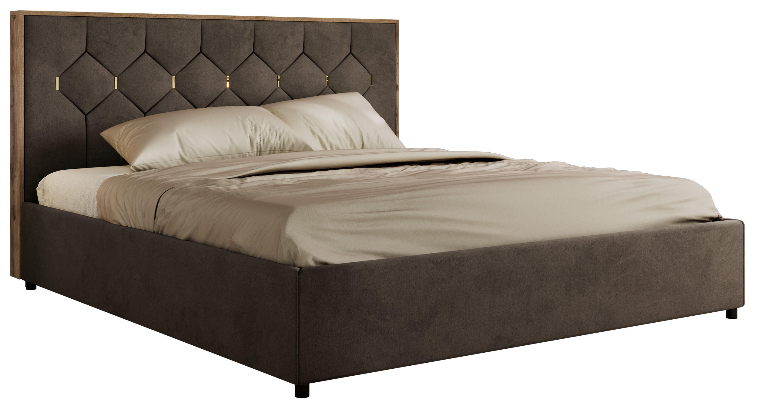 POLSTERBETT LARINO CLASSIC 180/200 - Braun Velvet - ohne Matratze - Braun, Textil (180/200cm) - MKS