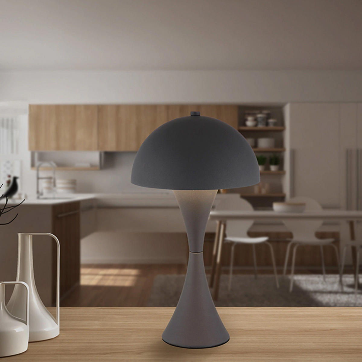 LED TISCHLEUCHTE Schwarz Silber Weiß Messing - Schwarz, Metall (20/20/36.1cm) - Globo Lighting