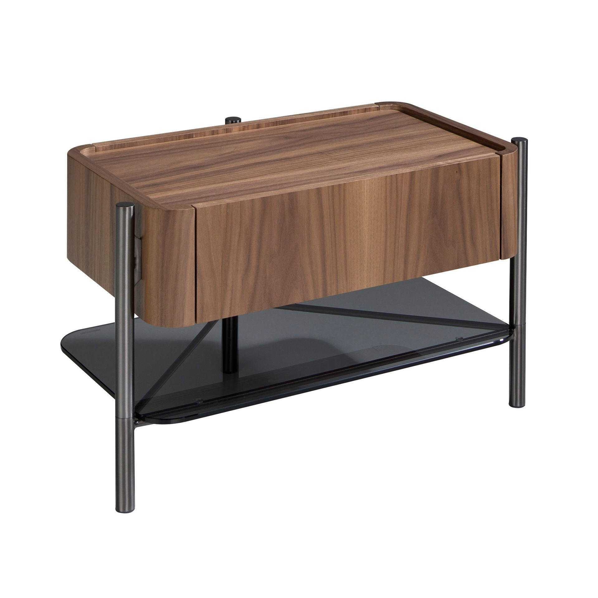 NACHTTISCH Nussbaum und dunkler Stahl - Silberfarben/Nussbaumfarben, Holz/Holzwerkstoff (65/39/39cm) - ANGEL CERDA